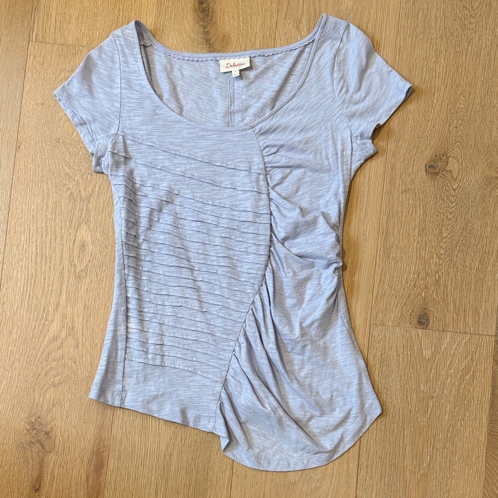 Anthropologie Deletta Light Blue Women’s Scoop Neck Short Sleeve Top size S